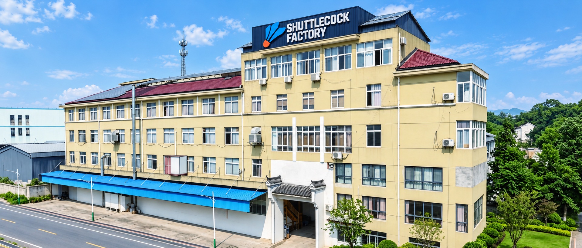 Illustration des Federball-Werksgeländes in Jiangshan, China